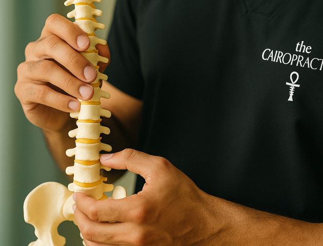 Chiropracteur tenant un modèle de colonne